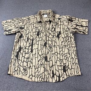Vintage 80s Camouflage Trebark Camo Brown Hunting Pocket Polo Shirt Men’s Sz XL